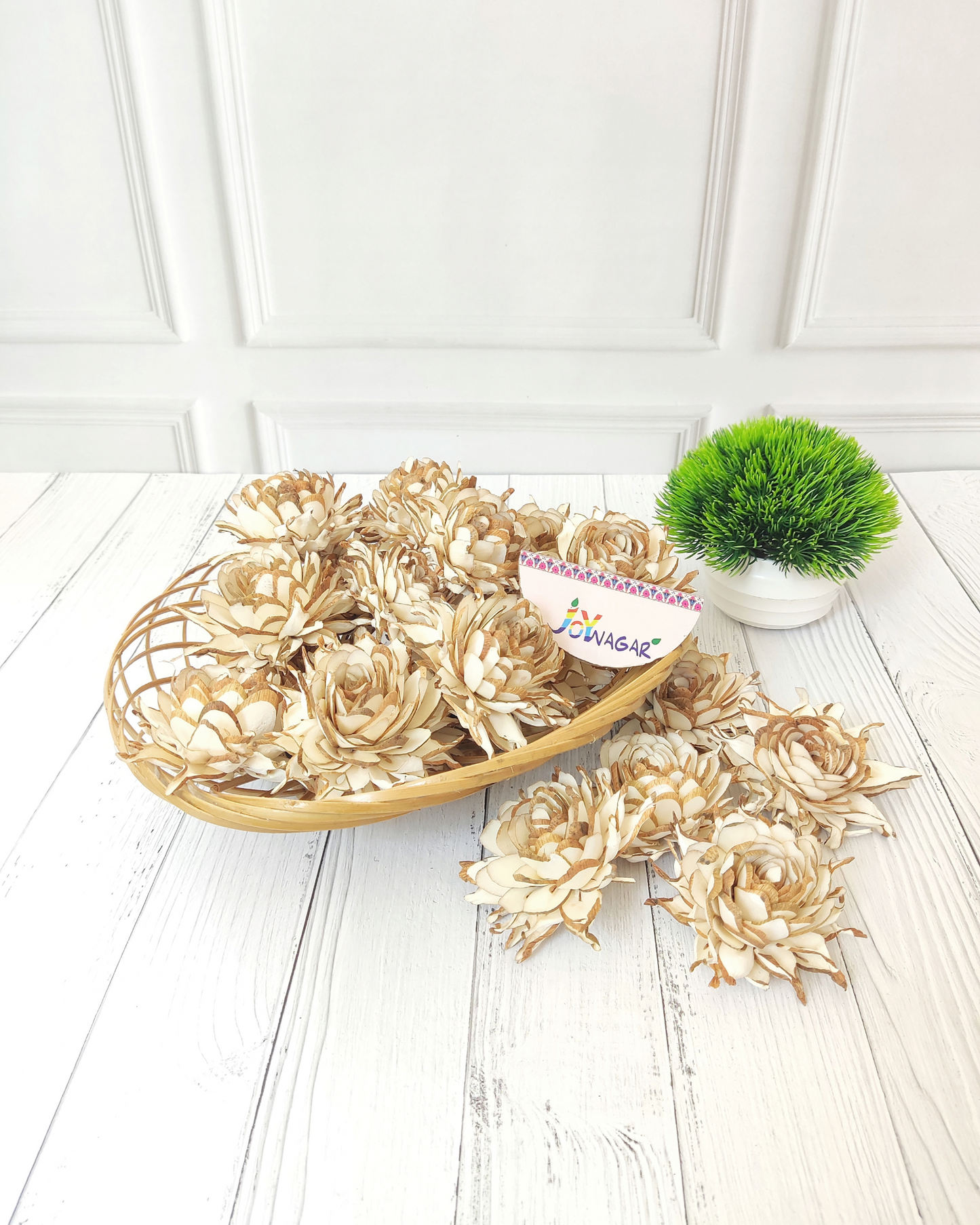 Handmade Bamboo Stick Basket Oval Natural Color 6Pcs