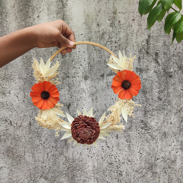 Daisy Palm Belle Rose Artificial Flower Door Wreath