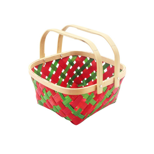 Bamboo Gift Hamper / Flower Square Basket with Handle Set of 3