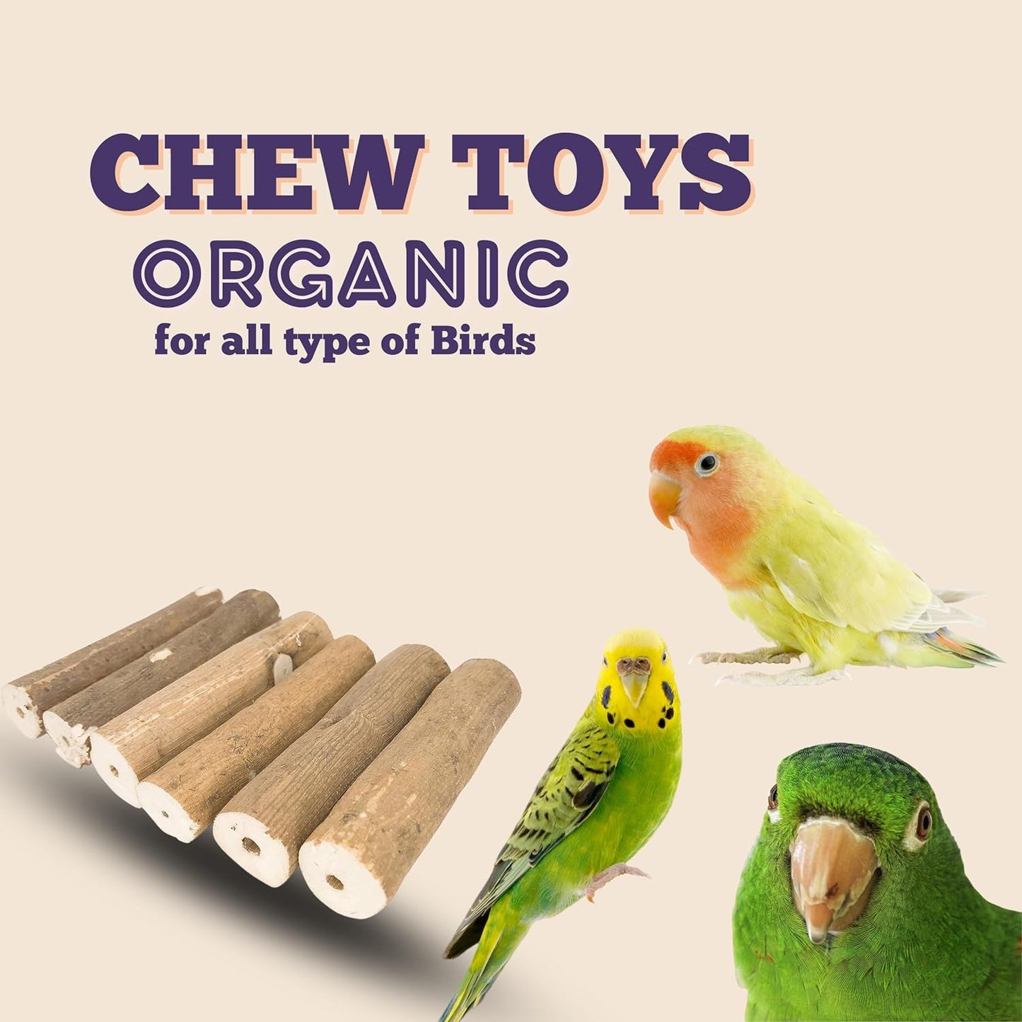 Sola Wood Log Chewing Toy for Parrot 10 Pcs