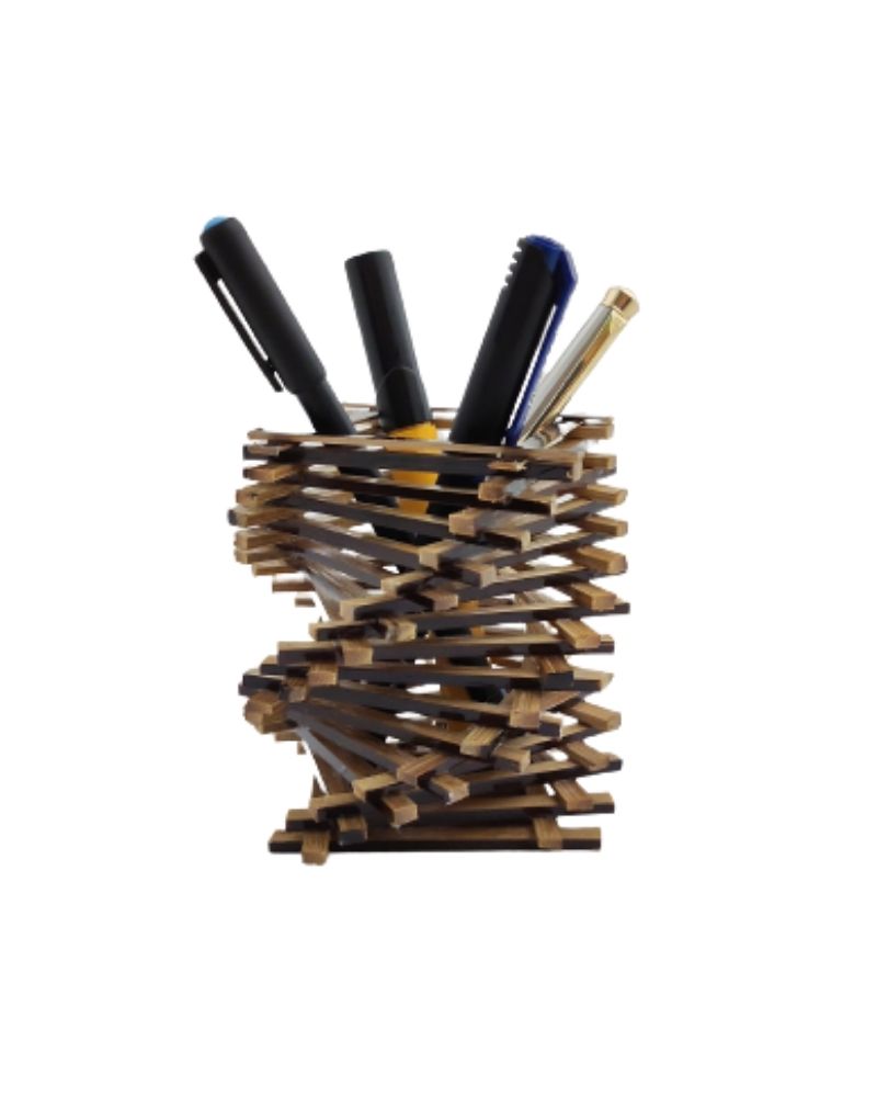 Bamboo Stick Spiral Pen Stand 4inch Set of 2