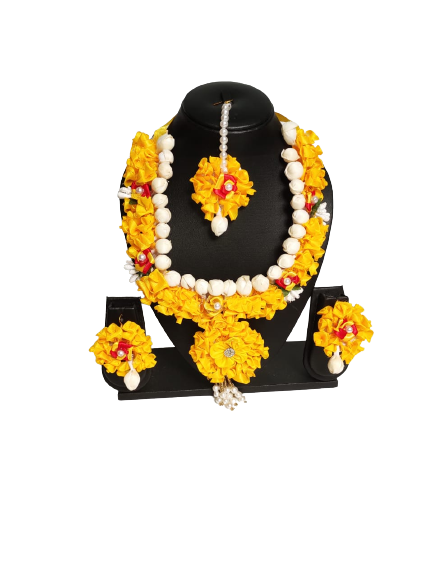 Handmade Weeding Haldi Ceremony Artificial Jewelry Necklace Rupashri Set