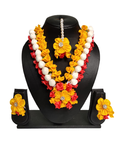 Handmade Weeding Haldi Ceremony Artificial Jewelry Necklace Chandrima Set
