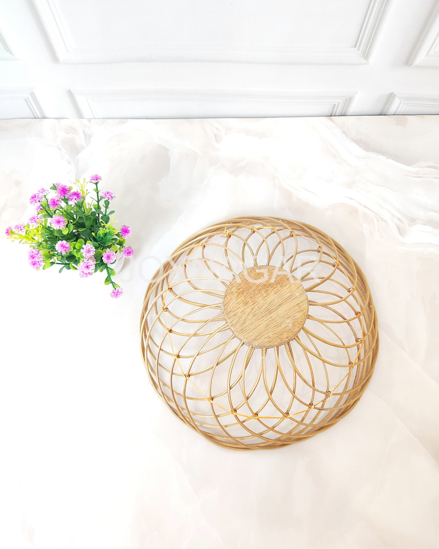 Handmade Bamboo Stick Basket Round Natural Color