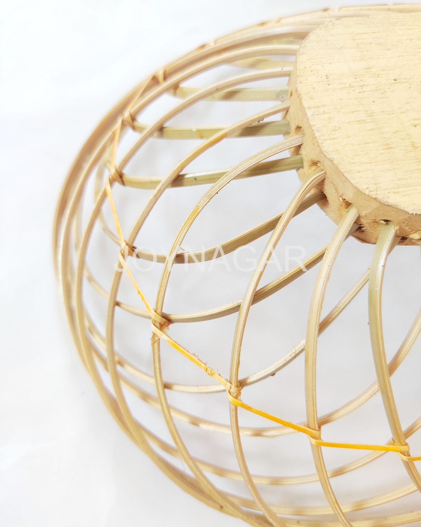 Handmade Bamboo Stick Basket Round Natural Color