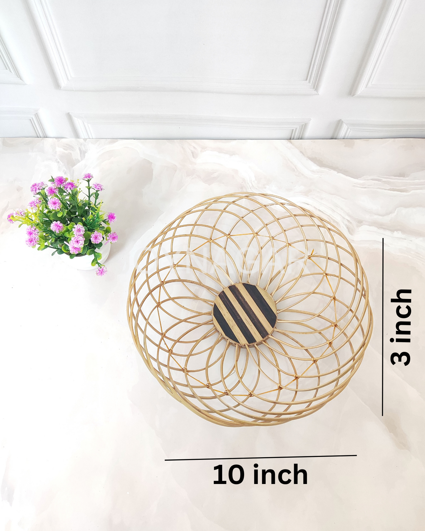Handmade Bamboo Stick Basket Round Natural Color