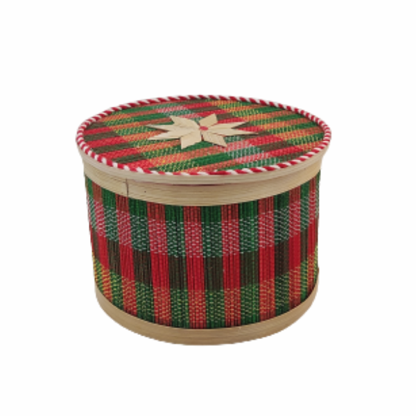 Handmade Bamboo Round Jewelry Box Multicolor Set of 3