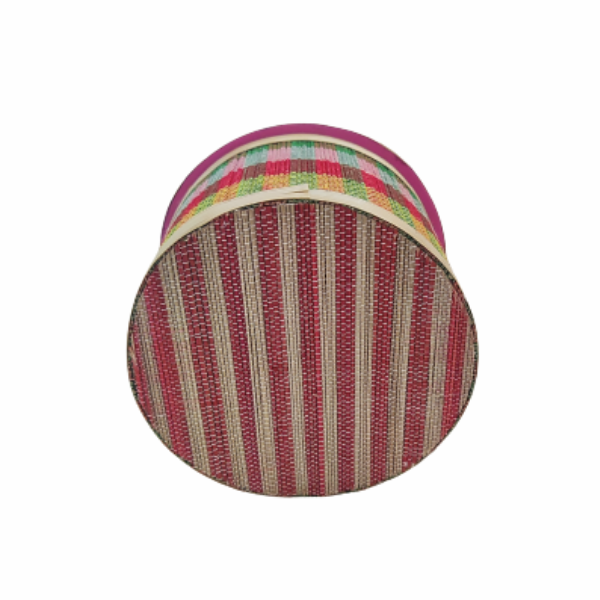 Handmade Bamboo Round Jewelry Box Multicolor Set of 3