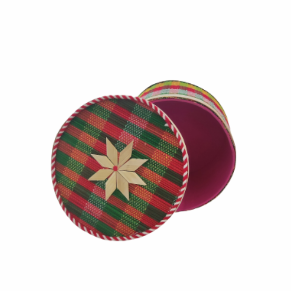 Handmade Bamboo Round Jewelry Box Multicolor Set of 3