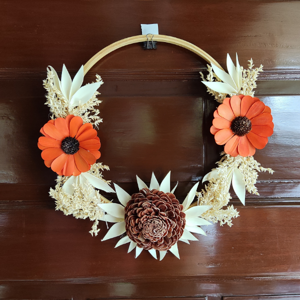 Daisy Palm Belle Rose Artificial Flower Door Wreath