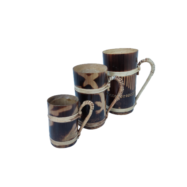 Handmade Bamboo Beer Mug Minakari Design 3 Pcs