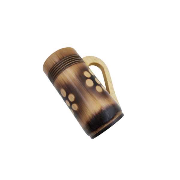 Handmade Bamboo Beer Mug with Wooden Handle. 2Pcs
