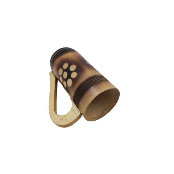 Handmade Bamboo Beer Mug with Wooden Handle. 2Pcs