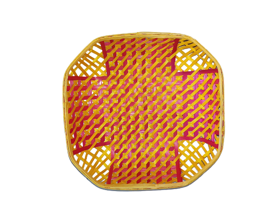 Bamboo Carrom Basket Square 9 inch Color Set of 6