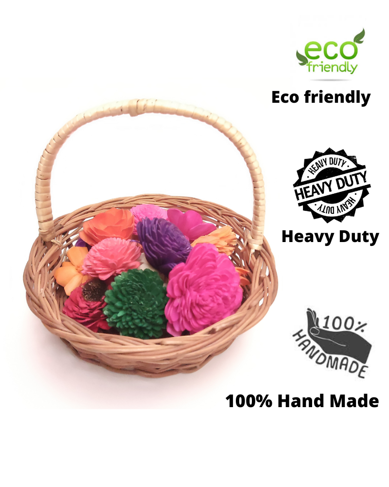 Willow Small Handle Flower Basket Set of 3