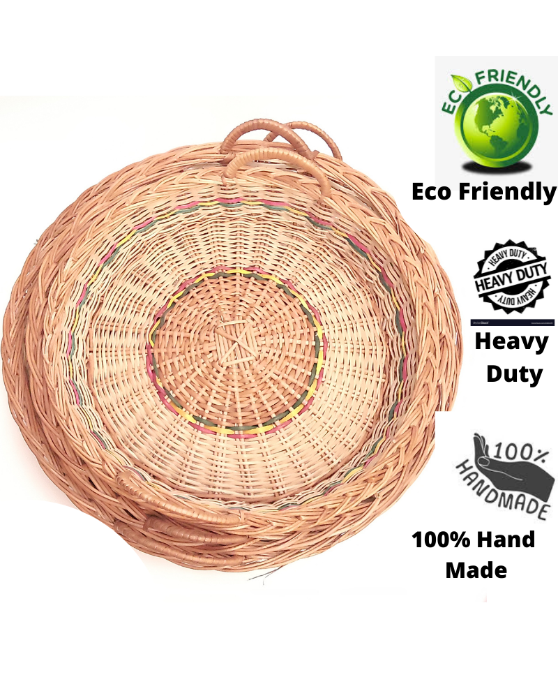 Willow Wicker Round Kodai Basket with Side Handle | Set of 3