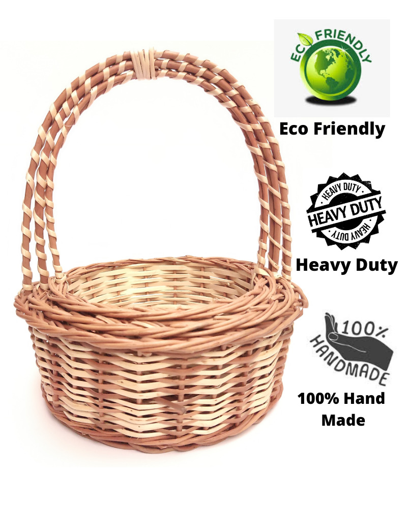 Willow Long Handle Flower Basket set of 3