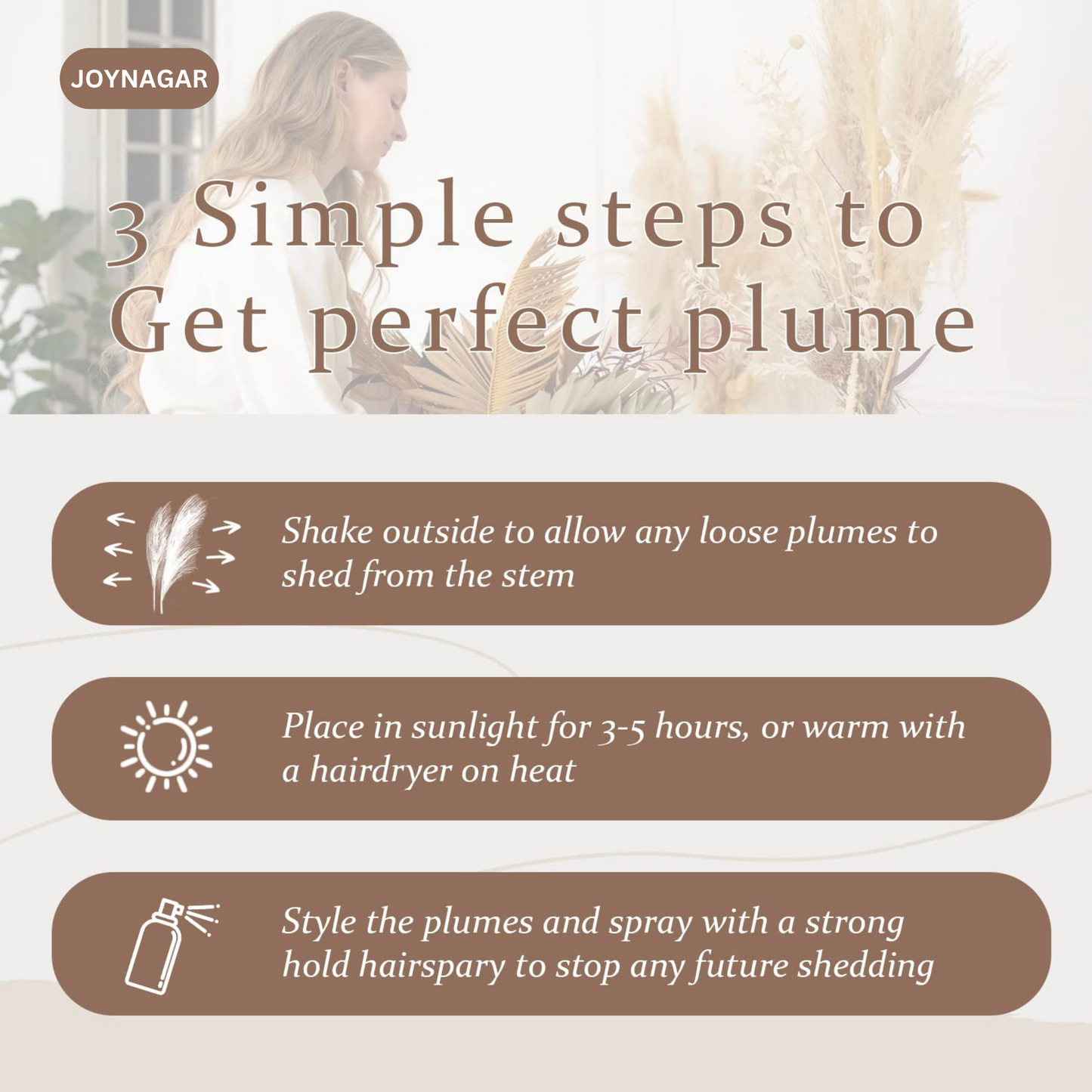 Premium Fluppy Pampas White 3 Pcs