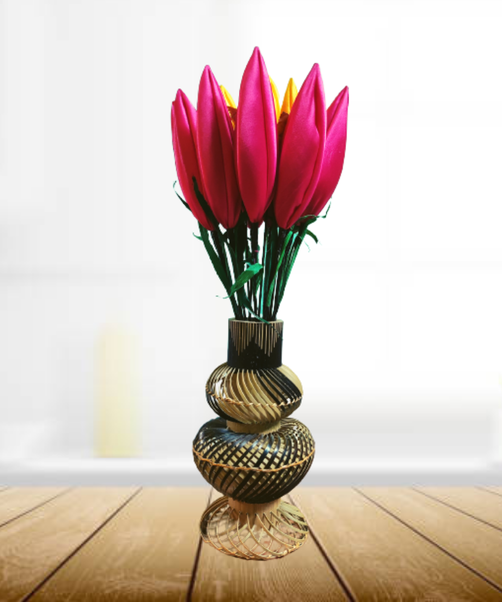 Handmade Bamboo Flower Vase Classic Olpe 10 Inch