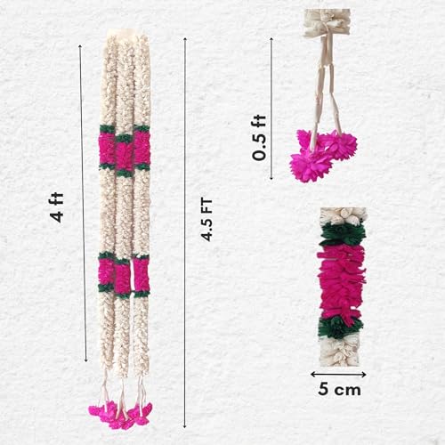 Sola Wood Flower Garland | 4 Ft 3 Pcs White Pink