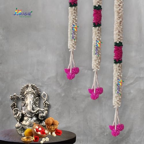 Sola Wood Flower Garland | 4 Ft 3 Pcs White Pink