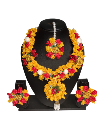 Handmade Weeding Haldi Ceremony Artificial Jewelry Necklace Kohinur Set