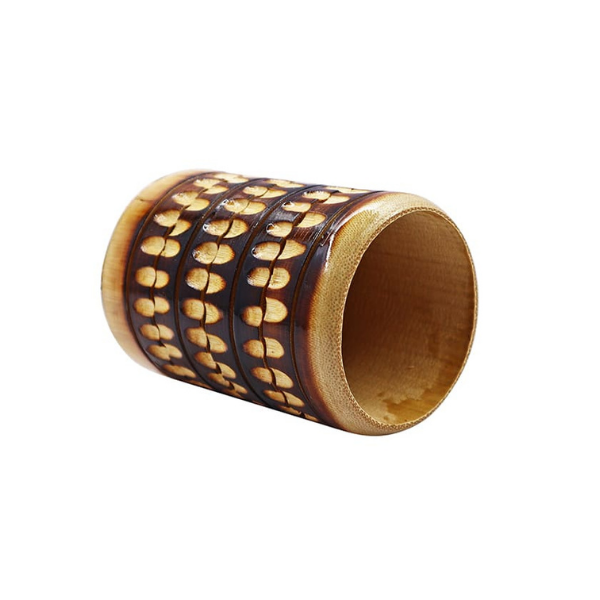 Handmade Bamboo Minakari Design Round Pen Stand