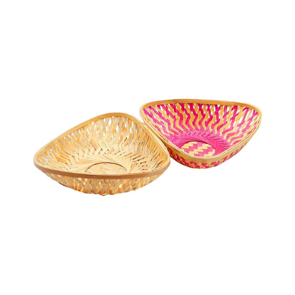Handmade Bamboo Triangle Tokri / Gift Hamper Basket Set of 10
