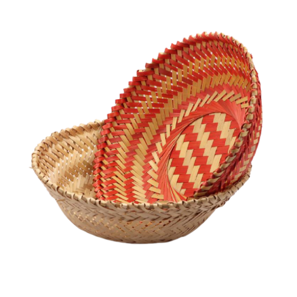 Handmade Bamboo Ultamuri Color Multipurpose Round Basket | Set of 5 Pcs