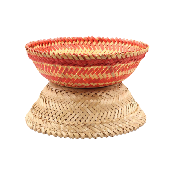Handmade Bamboo Ultamuri Color Multipurpose Round Basket | Set of 5 Pcs