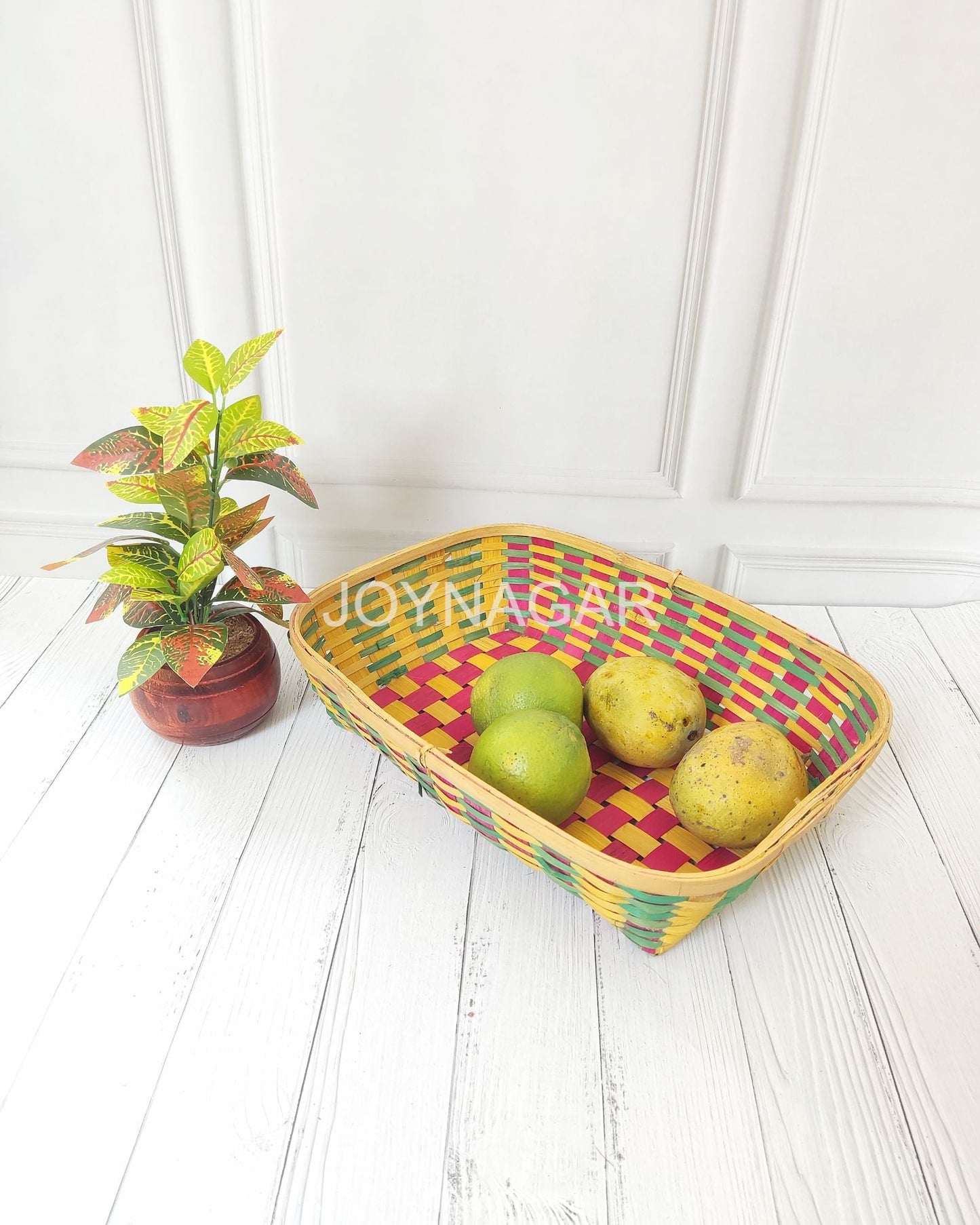 Bamboo Tray 14 inch Multicolor Set of 2