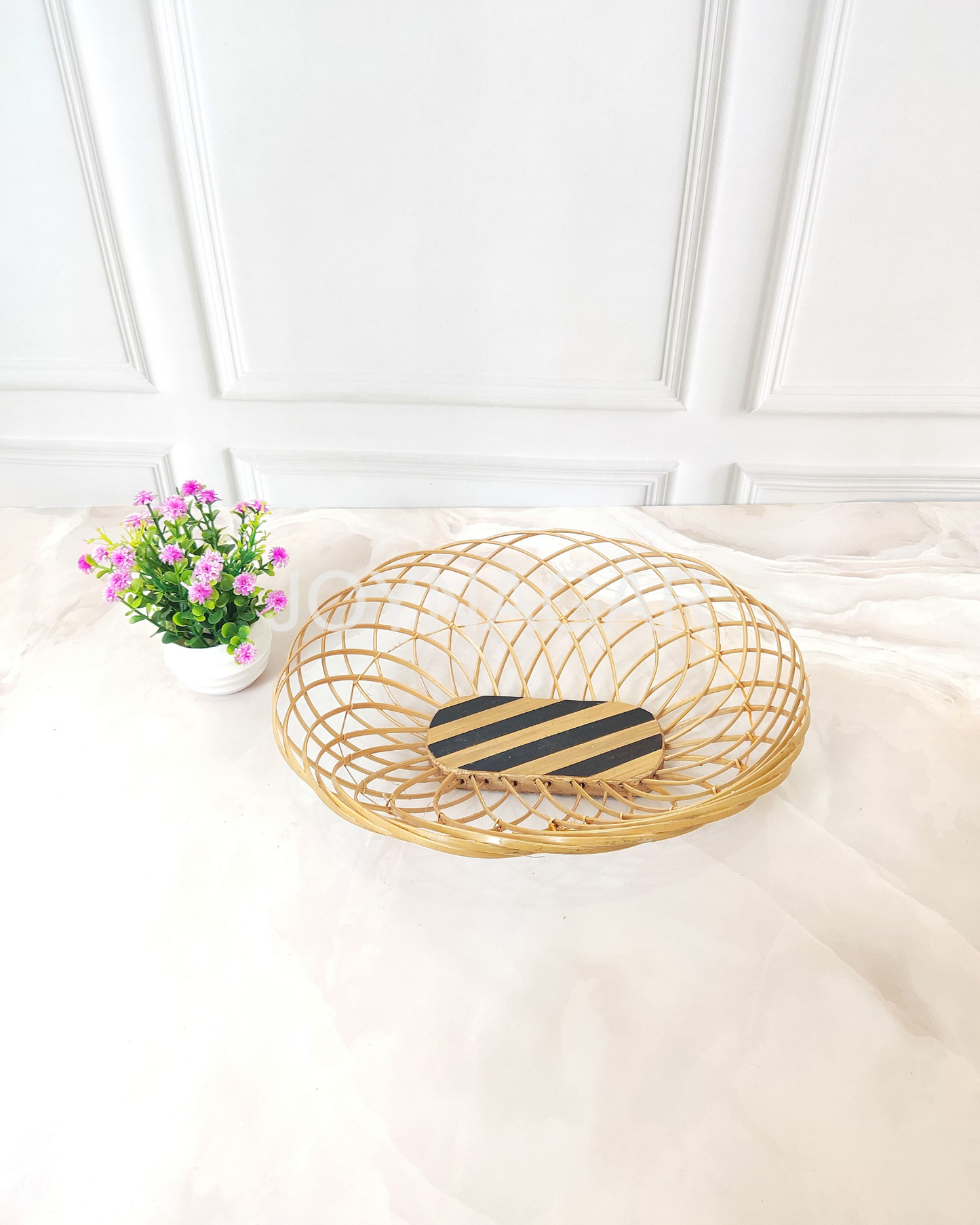Handmade Bamboo Stick Basket Oval Natural Color 6Pcs