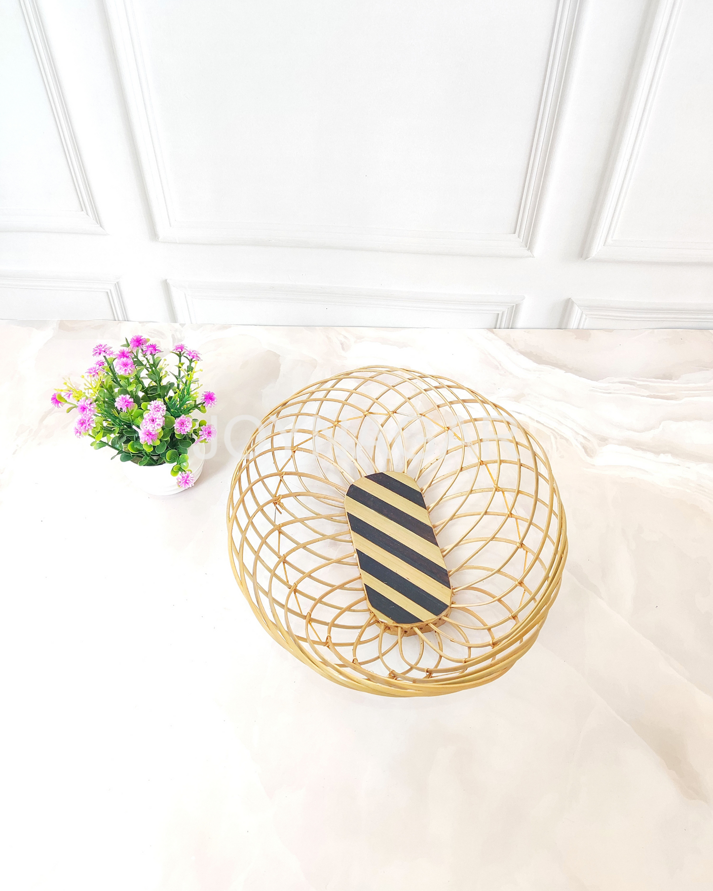 Handmade Bamboo Stick Basket Oval Natural Color 6Pcs