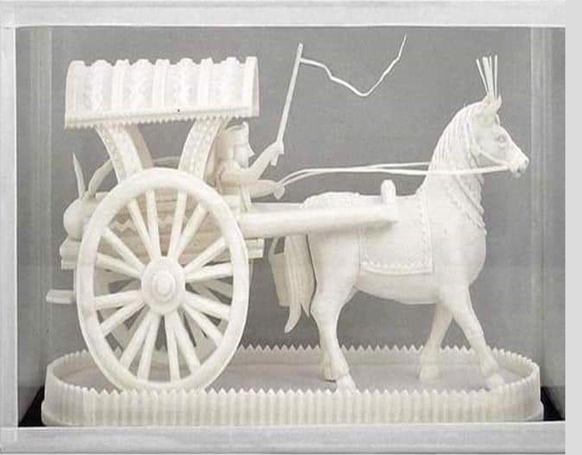 Handmade Sola Wood Horse Cart Idol