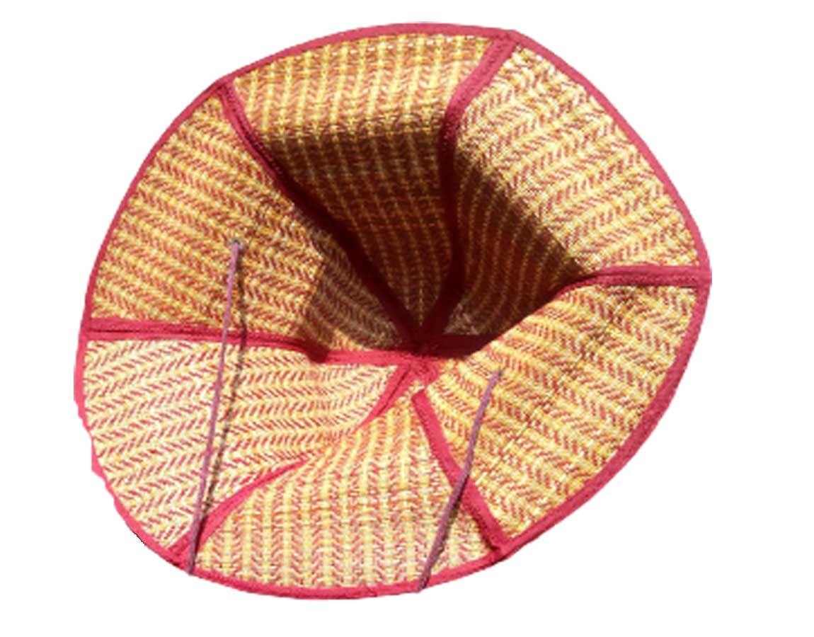 Handmade Natural Mat Stick Red Stipe Hat