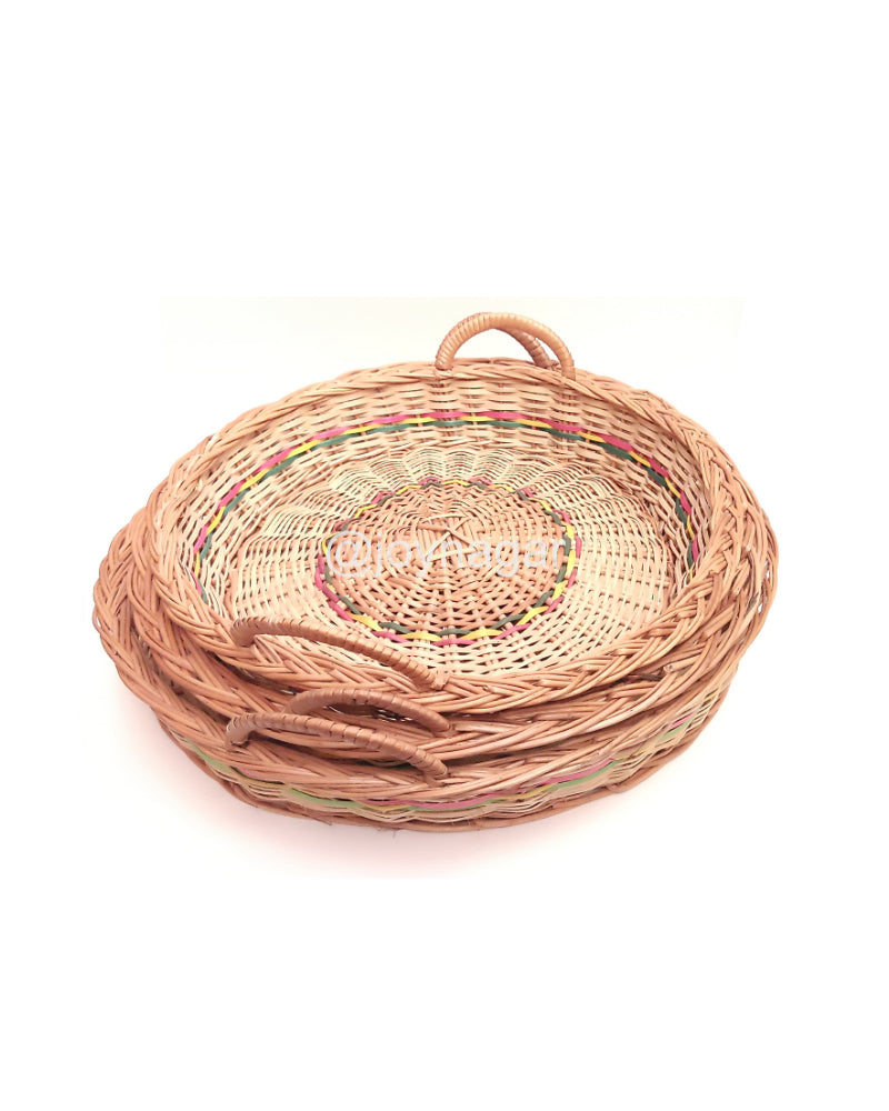 Willow Wicker Round Kodai Basket with Side Handle | Set of 3