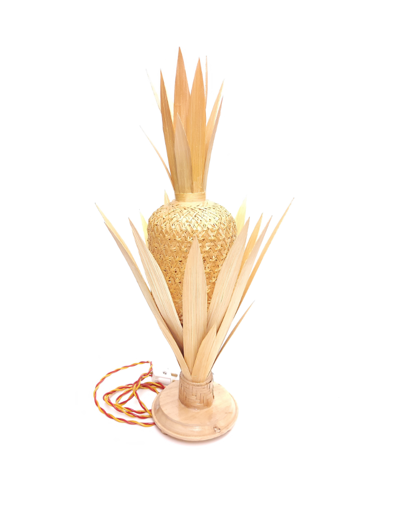 Bamboo Table Lamp Pineapple Shape with Bulb Holder