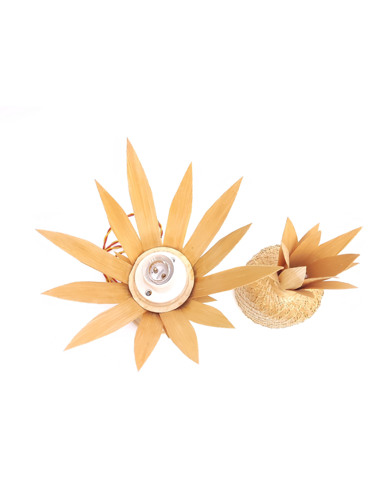 Bamboo Table Lamp Pineapple Shape with Bulb Holder