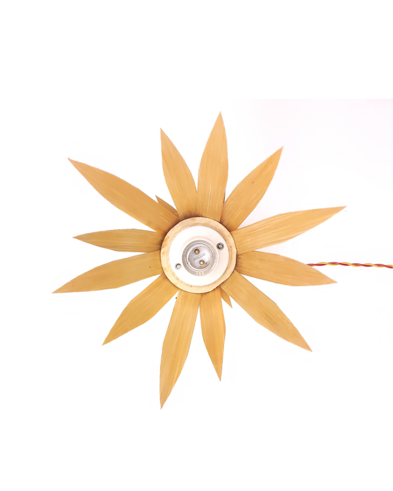 Bamboo Table Lamp Pineapple Shape with Bulb Holder