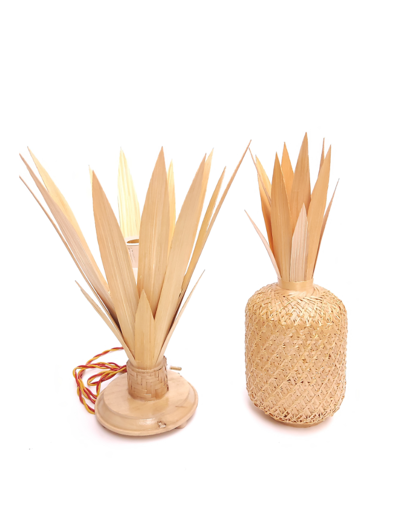 Bamboo Table Lamp Pineapple Shape with Bulb Holder