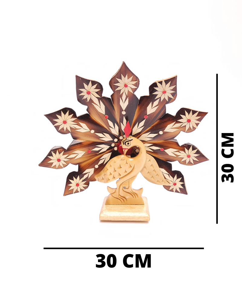 Bamboo Natural Peacock Showpiece