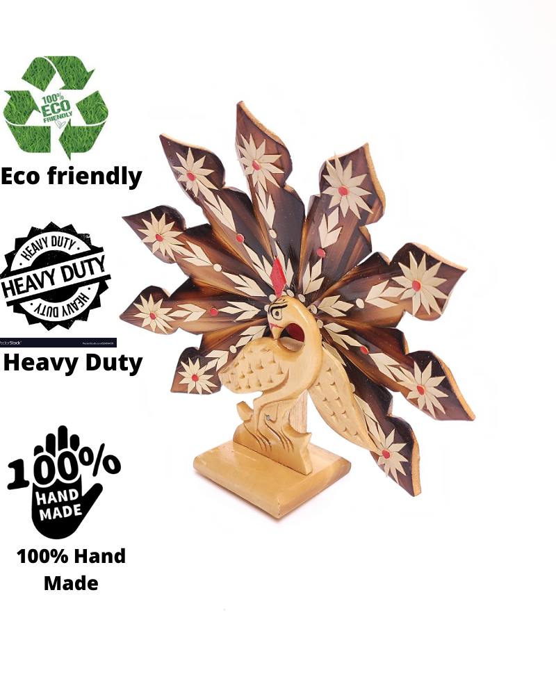 Bamboo Natural Peacock Showpiece