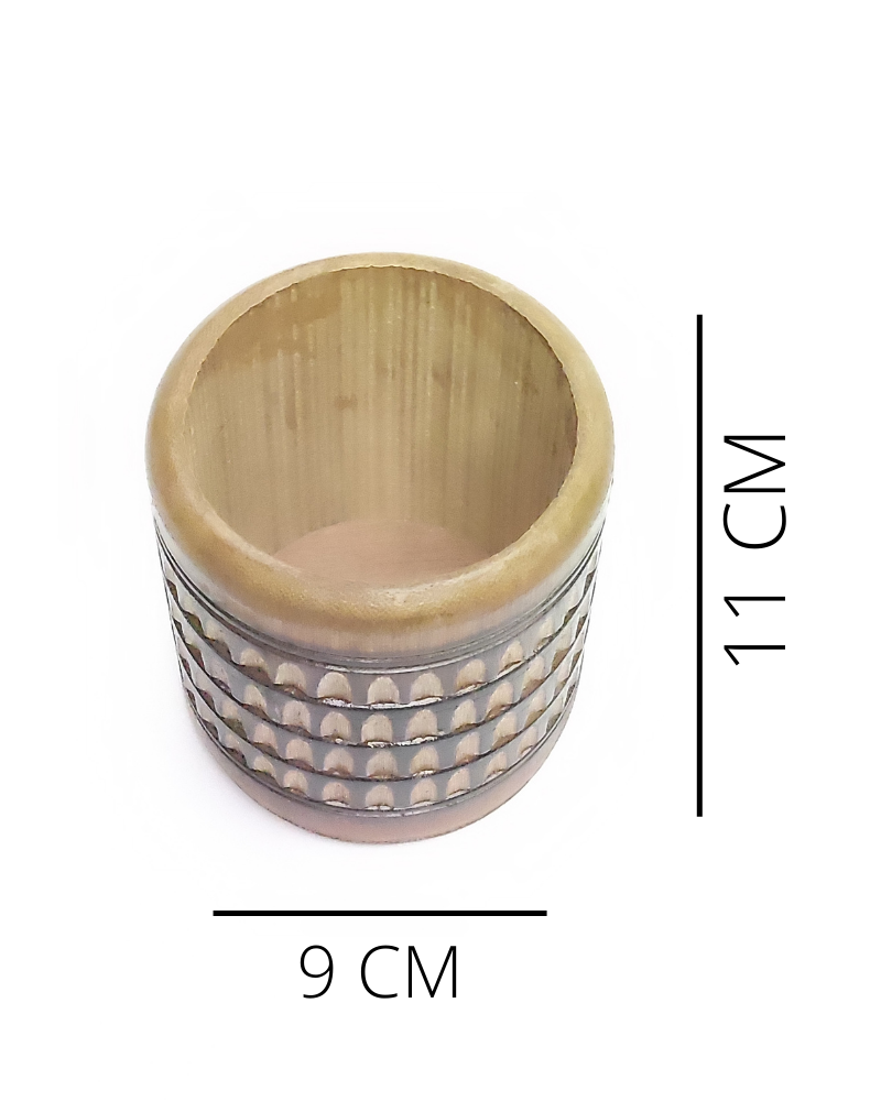Handmade Bamboo Minakari Design Round Pen Stand