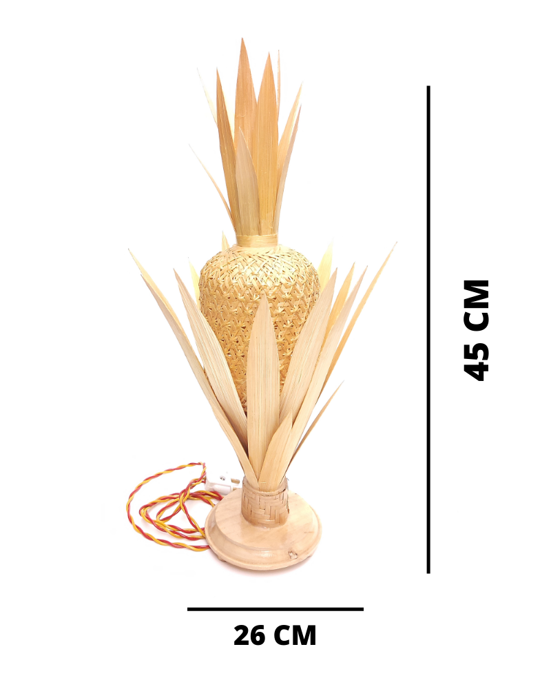 Bamboo Table Lamp Pineapple Shape with Bulb Holder