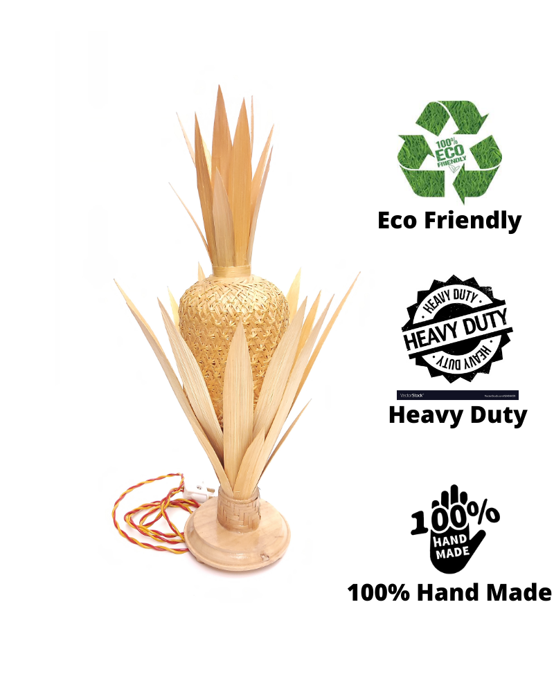 Bamboo Table Lamp Pineapple Shape with Bulb Holder