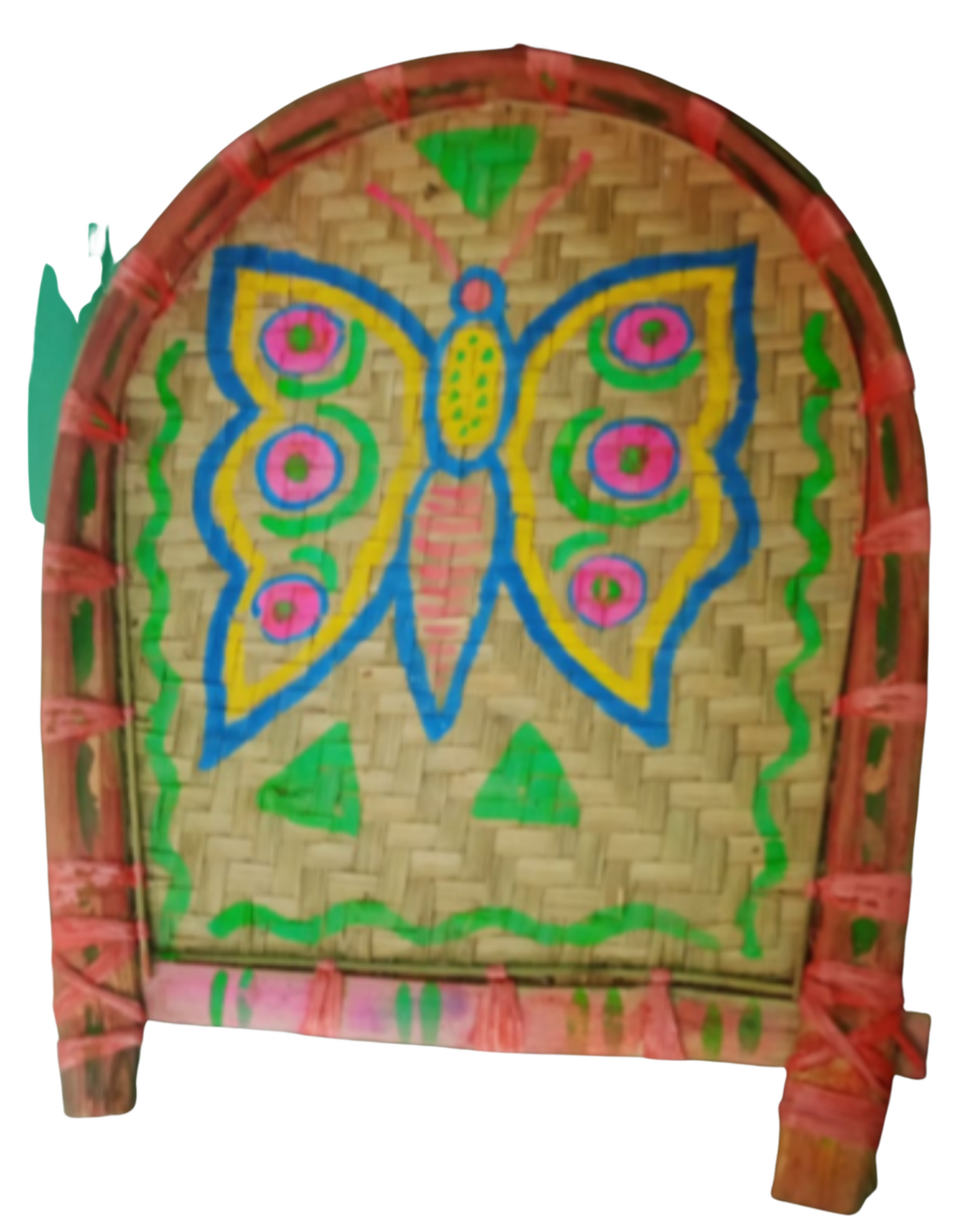 Bamboo Cane Handpaint Decorative Multicolor Bengali Style Soop/Kulo/Tray