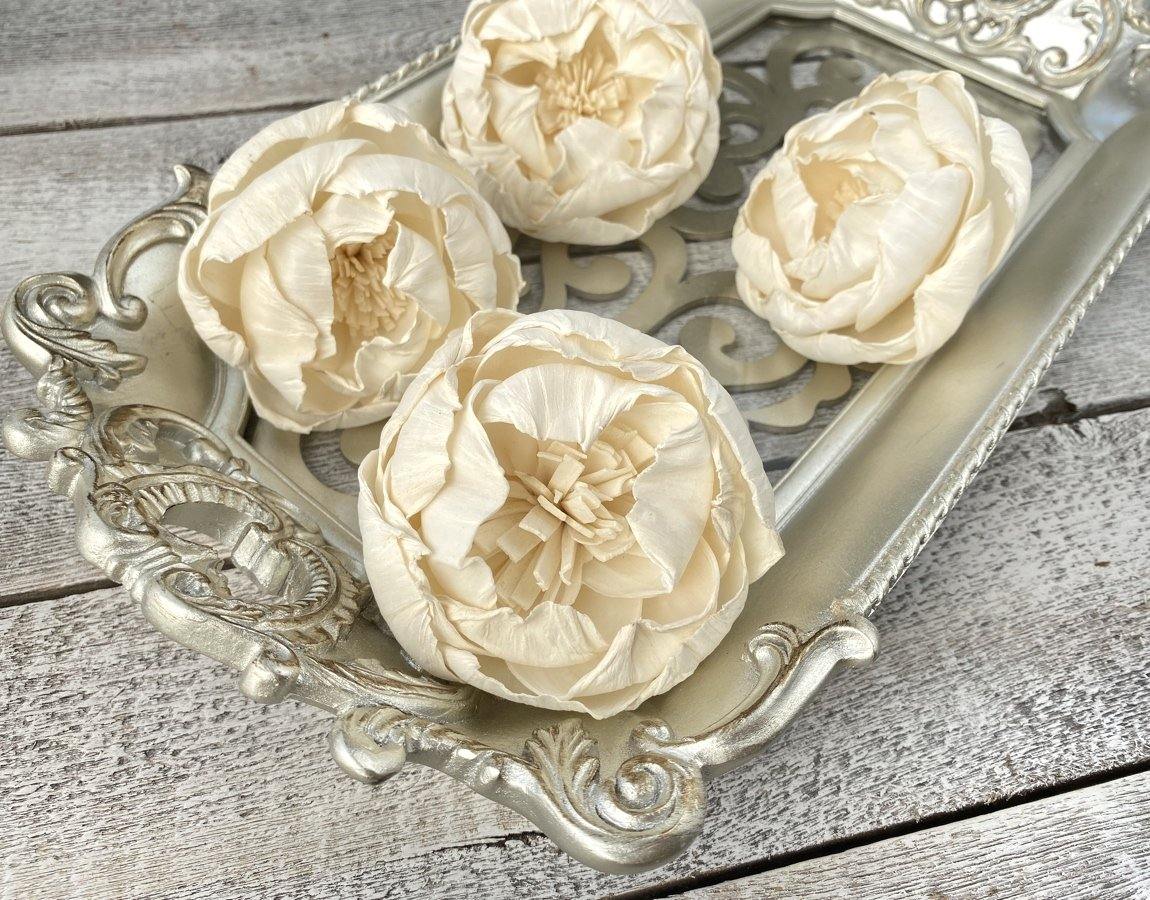 White Peony Sola Wood Flower