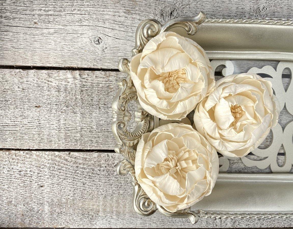 White Peony Sola Wood Flower